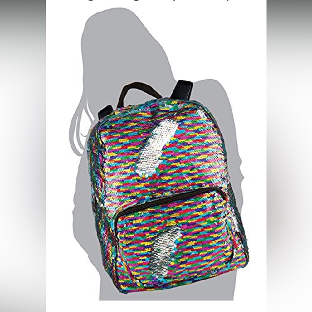 Magic Sequin Backpack • Rainbow/Silver 🌈💎 - Picture 4 of 8